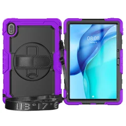 Versatile 11 - Inch Tablet Case with Adjustable Stand and Shoulder Strap for MatePad SE 11 inch (Purple Silicone)