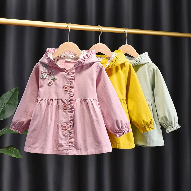 

Girls Coat Spring and Autumn Clothes 2023 New Cotton Casual Girls Korean Windbreaker Children Princess Fashion Top Children Wear