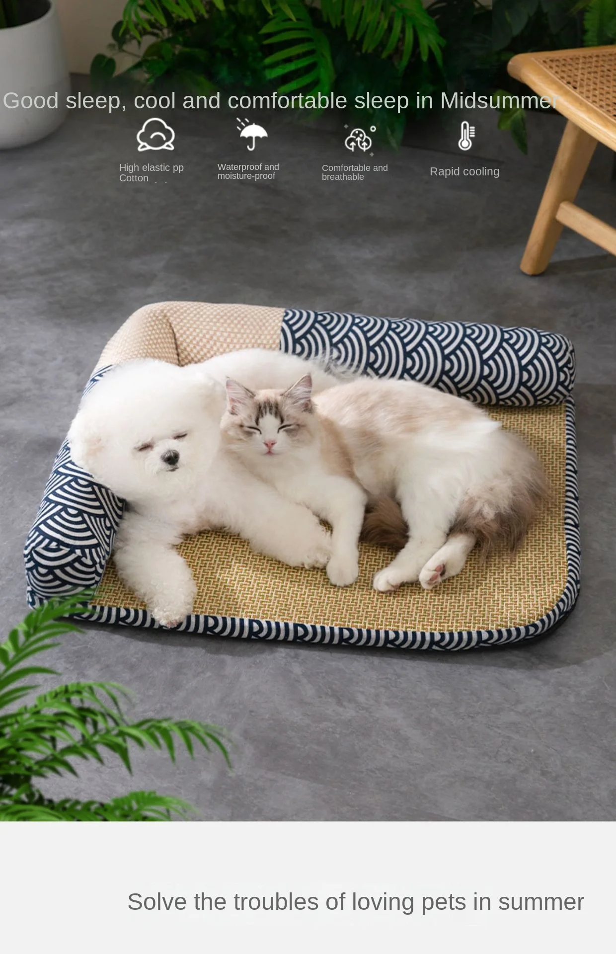 Title 1, Summer Dog Ice Bed Pillow Cool Removable Washab...