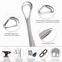 1/2/4 Pcs Reusable Stainless Steel Useful Tongue Scraper Cleaner Fresh Breath Cleaning Coated Tongue Oral Hygiene Care Tools 5