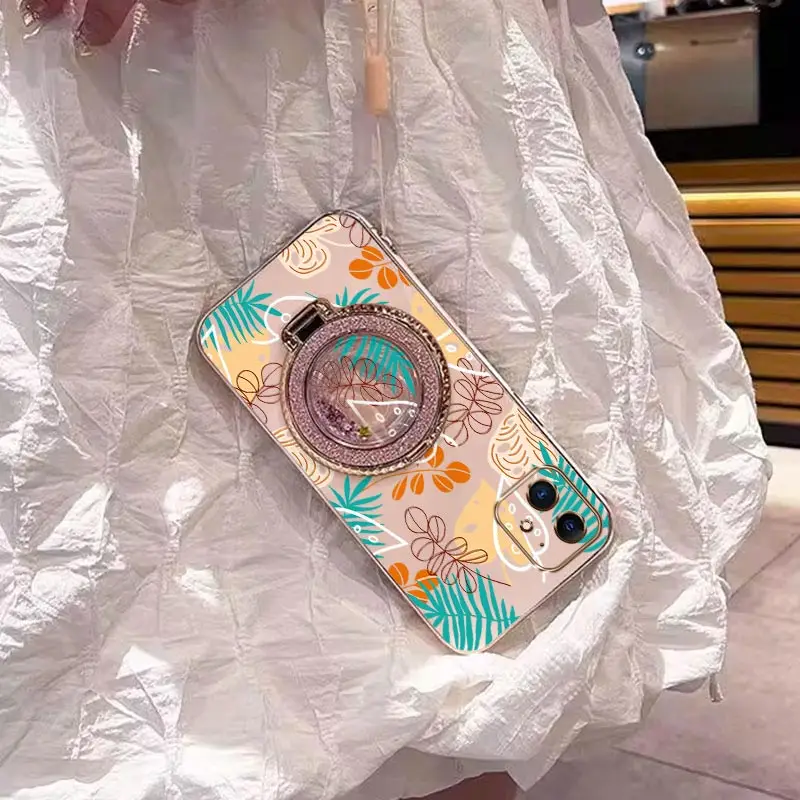 Elegant Leaf Design Plating Phone Case Cover