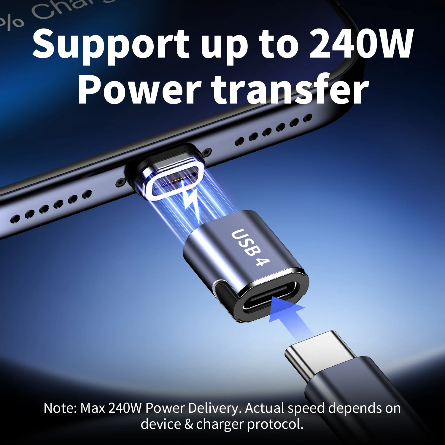 Unnlink PD 240W 마그네틱 USB C 어댑터, iPhone iPad MacBook 호환용 80Gbps 8K Type C 확장 어댑터, Thunderbolt 4/3 호환