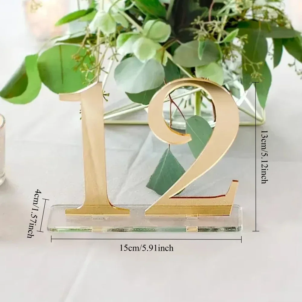 Gold Mirror Wedding Table Numbers Wedding Table Signs 3D Numbers Decor with Stand
