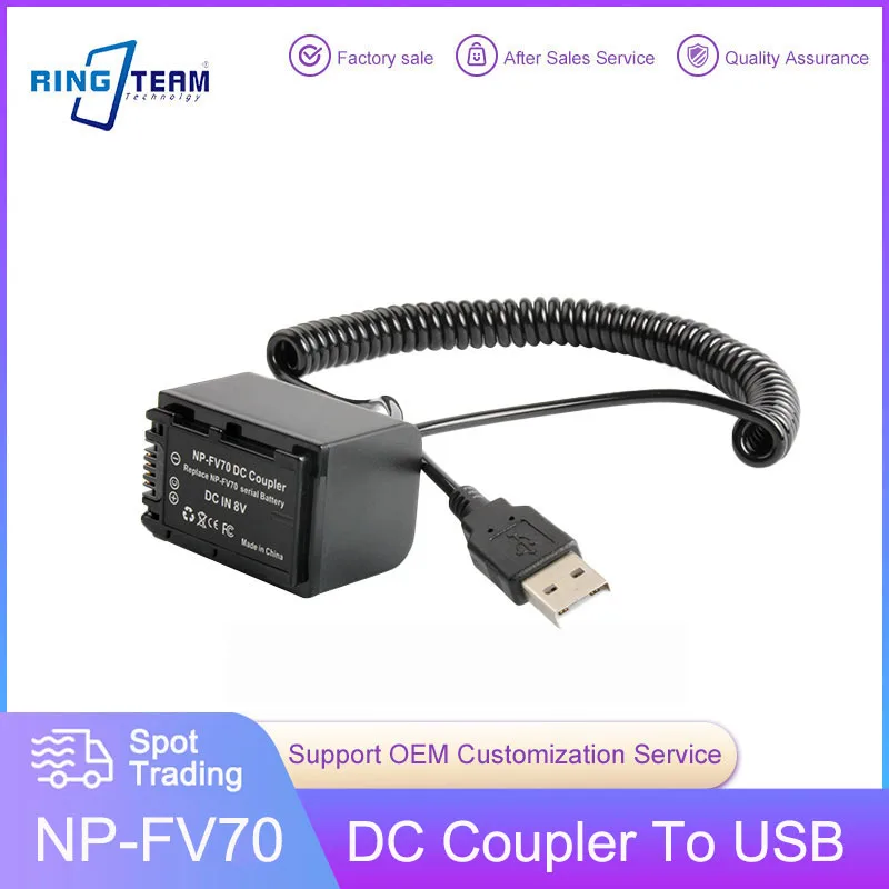 Coiled Cable USB to NP-F NP-FV70 NP-FV90 FV100 FV30 FV40 FV50 Dummy Battery for Sony DVD SR HC Serial Cameras & Light & Monitor