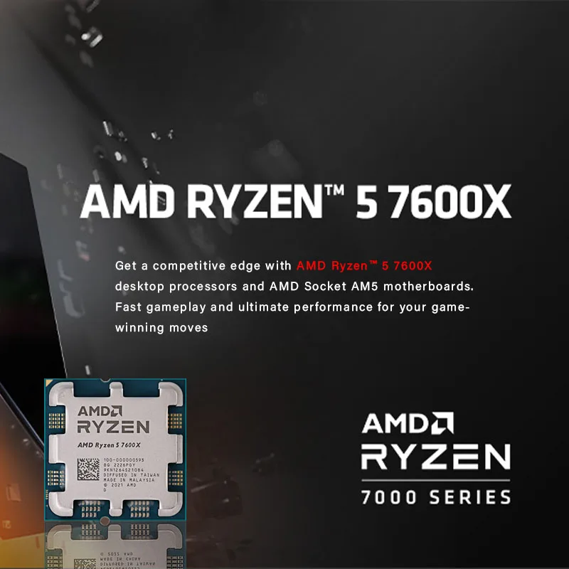 AMD Ryzen 5 7600X R5 7600X 4.7 GHz 6-Core 12-Thread CPU 5NM L3=32M