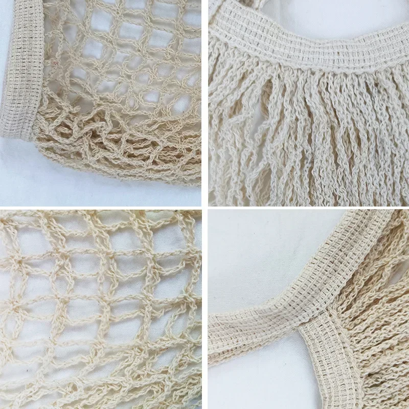Shopping Bags Portable Cotton Mesh Reusable Woven Grocery Bags Storage Bag Storage Net Bag Produce Storage Bags for Supermarket Vegetable Fruit