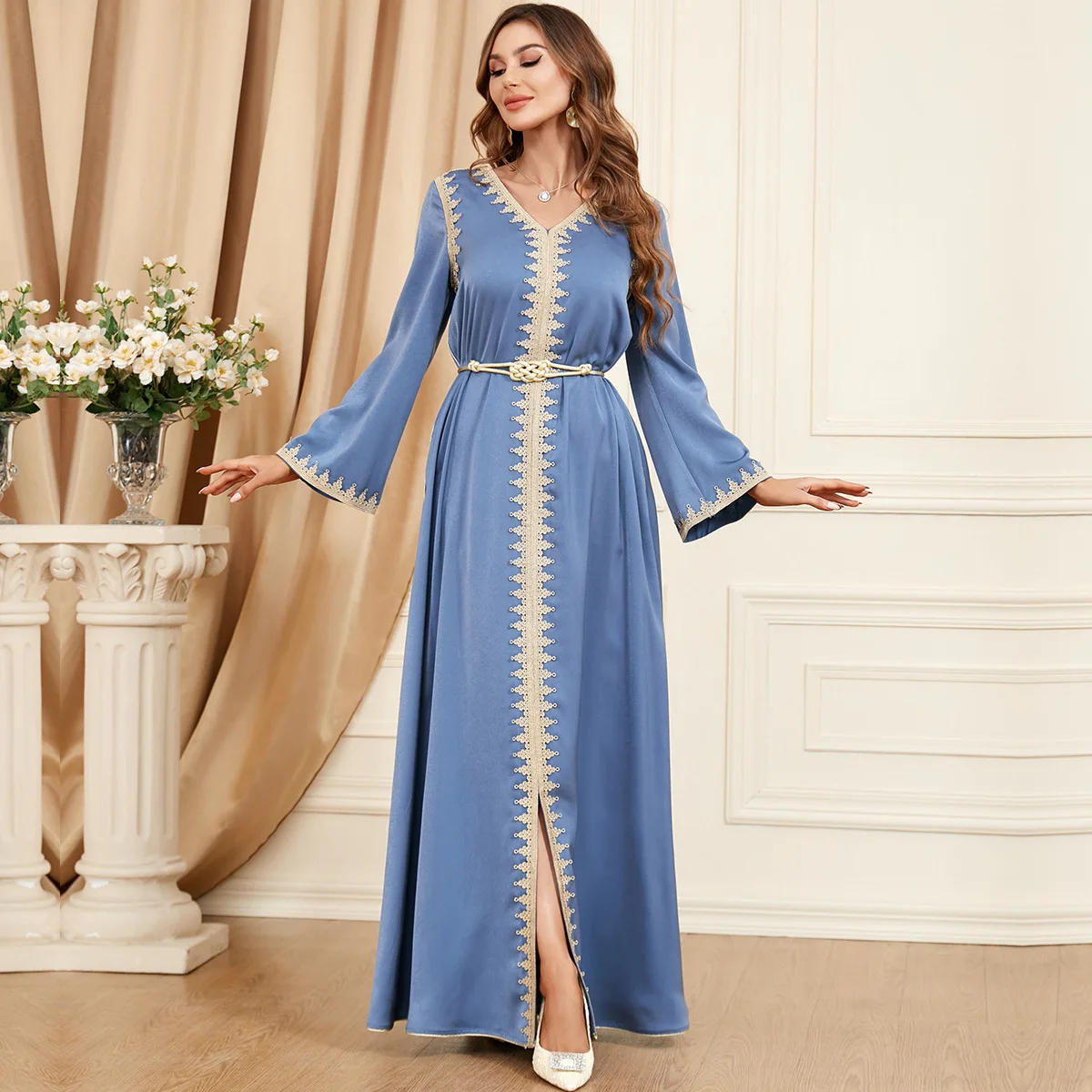 Ramadan Middle East Saudi Arabian Muslim Women\'s Fashion Spring And Autumn Islamic Splice Women\'s Abaya Dress Dress