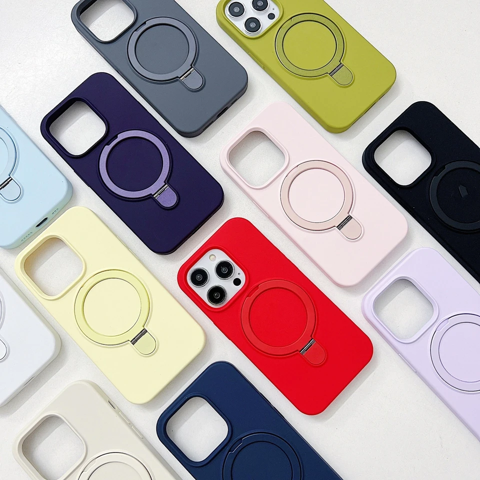 Liquid Silicone Magnetic Stand Phone Case with MagSafe Charging and Soft Cover Protection