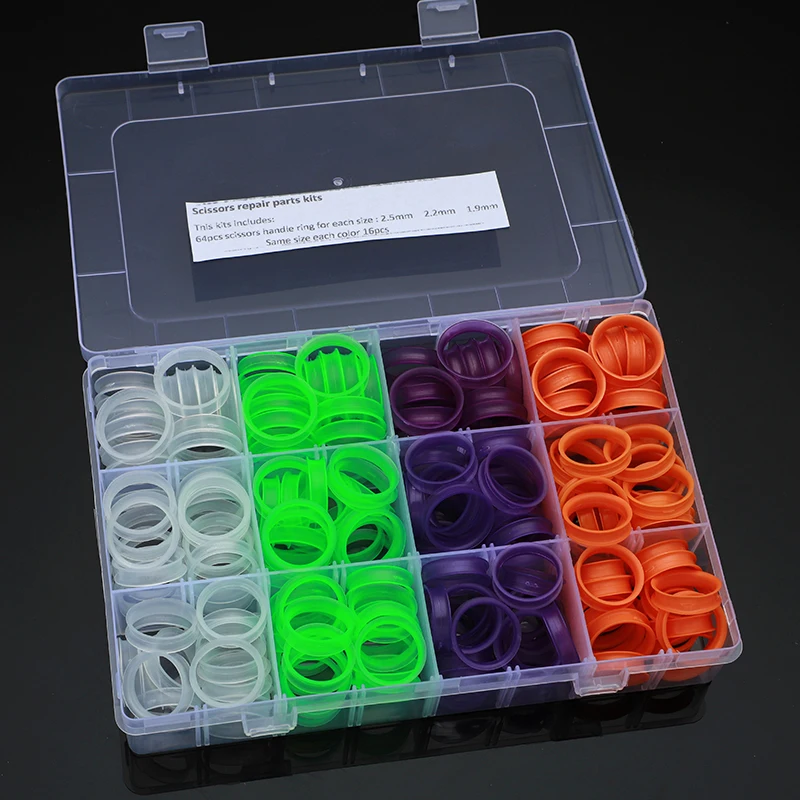 192pcs Plastic Rings for Hair Scissors Mix Sizes Hair Scissors Finger Rings Inserts Haircutting Styling Scissor Accessories