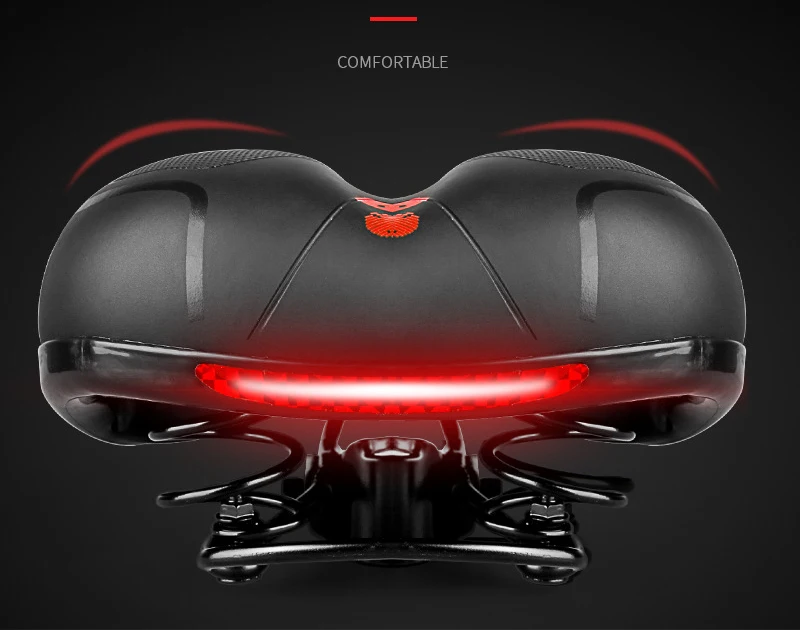 Bicycle Saddle Soft Thicken Wide Bicycle Seat Cycling Big Bum Bike Saddle Reflective Shock Absorbing Hollow Breathable Rainproof Pad