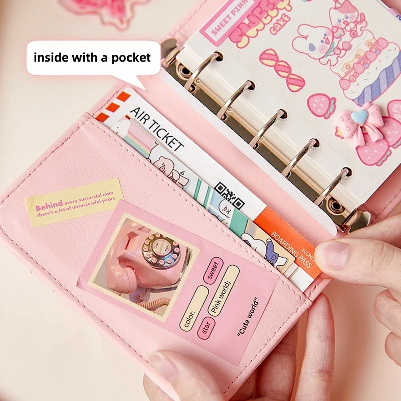 Korean Pink Heart Ring Binder Detachable Journal for KPOP Idol