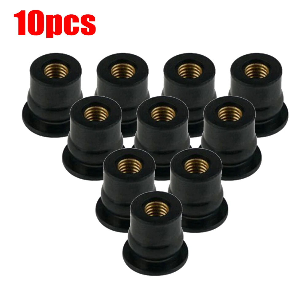 10X Motorcycle M6 Metric Rubber Well Nuts Neoprene Nuts Damper Panel Fixing Universal Windshield Fairing Cowls Fastener Screws Motorcycle Accessories Auto Fasteners Motorcycle Screws Motorcycle Fasteners