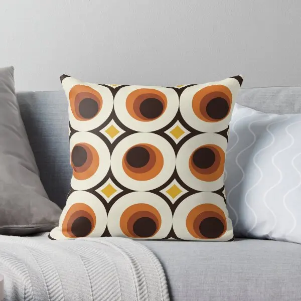 

1970S Orange Mid Century Modern Circle 1 Printing Throw Pillow Cover Cushion Home Wedding Sofa Pillows not include One Side