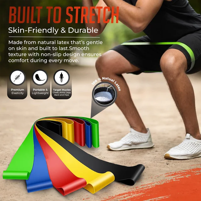 5Pcs Tpe Resistance Bands Fitness Set Rubber Loop Strength Training Workout Expander Yoga Gym Equipment Elastic Portable Pilates 2