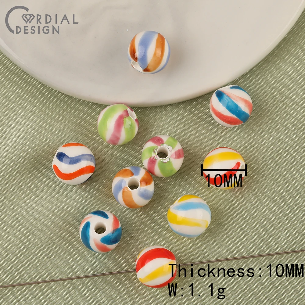 Cordial Design 100Pcs 10*10MM DIY Necklace Bracelets Making/Multicolor Ceramics Beads/Hand Made/Jewelry Findings & Components - cordial