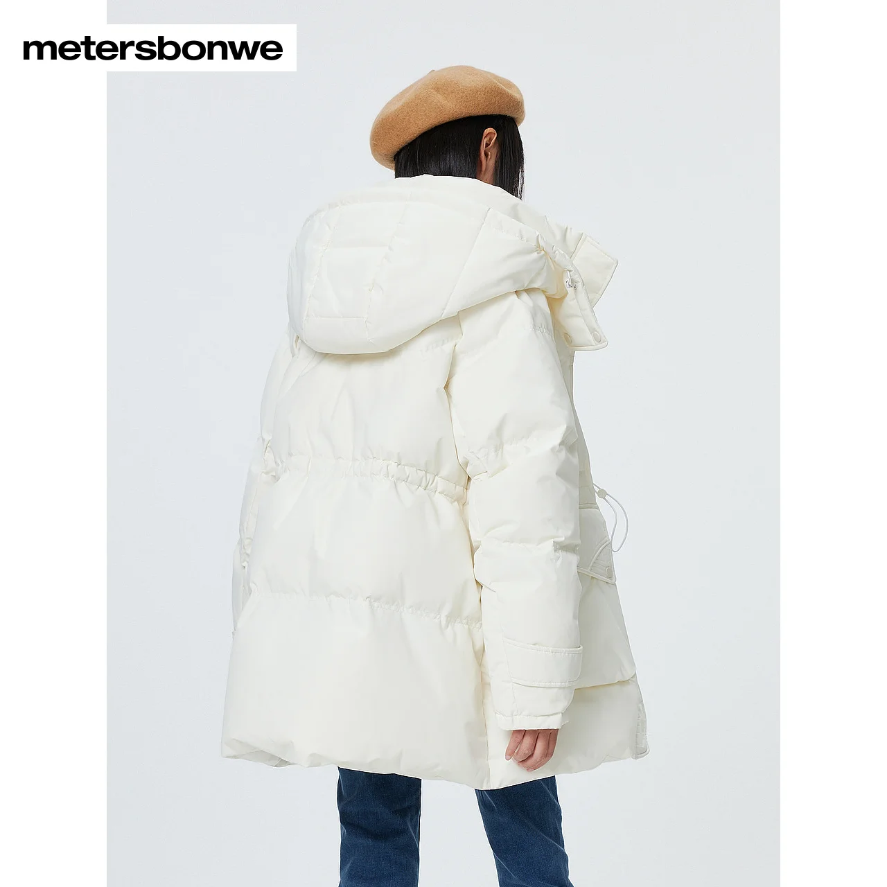 Metersbonwe Long Hooded Down Jacket Women Winter Parker Coat Ladies 2023 New Fashion Warm Jackets Casual White Outerwear