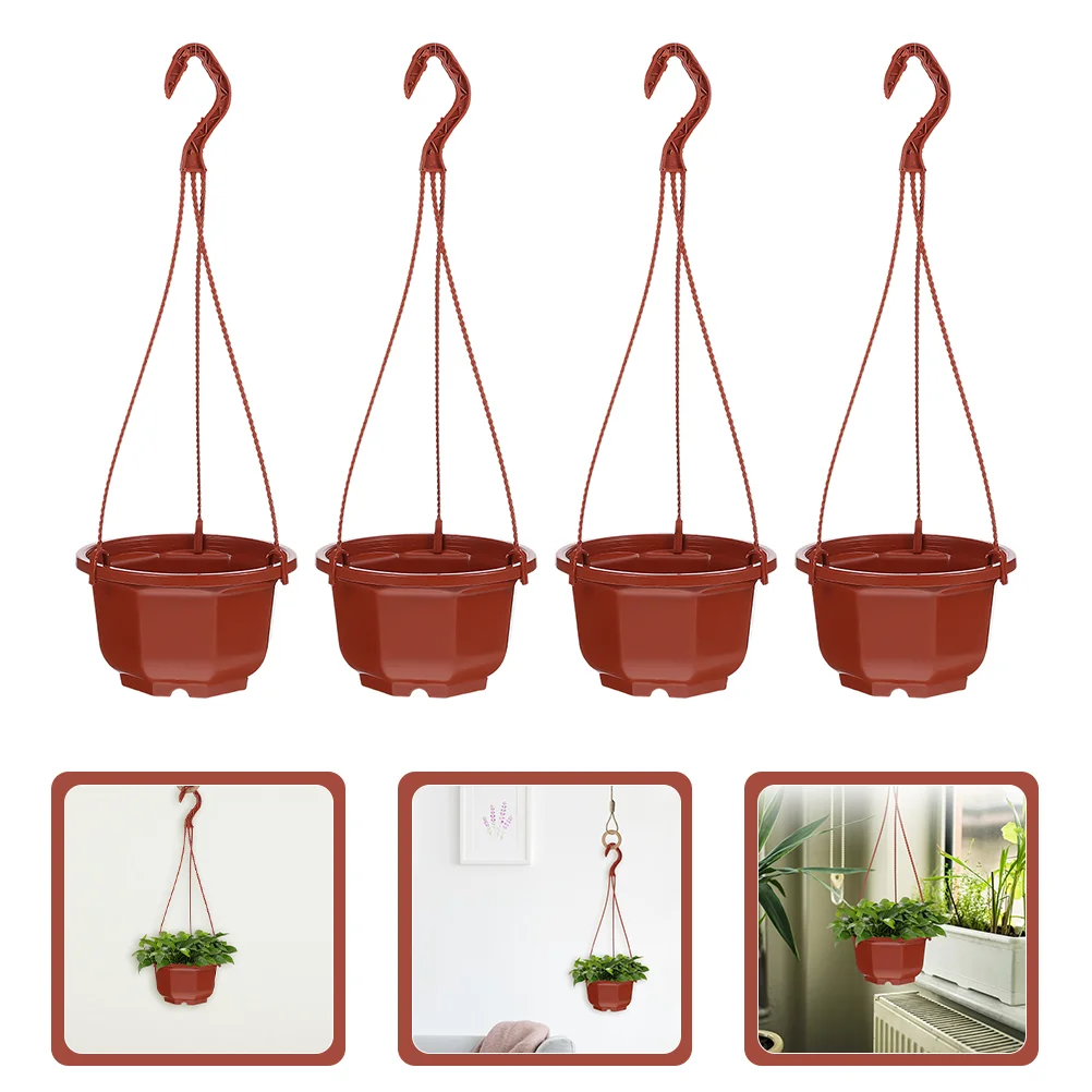 

Homsfou Hanging Planters Plastic Flower Pot Garden Plant Basket Hanging Chain Hooks Indoor Outdoor Garden Plants