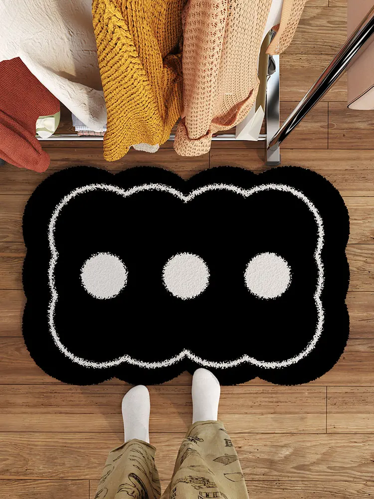 VIKAMA Cartoon Bedroom Rug Cat Shaped Irregular Foot Mat Plush Room Bedding Sofa Bed Blanket Dirt Resistant Cushion Home Decor floor mat shaggy rugs plush blanket