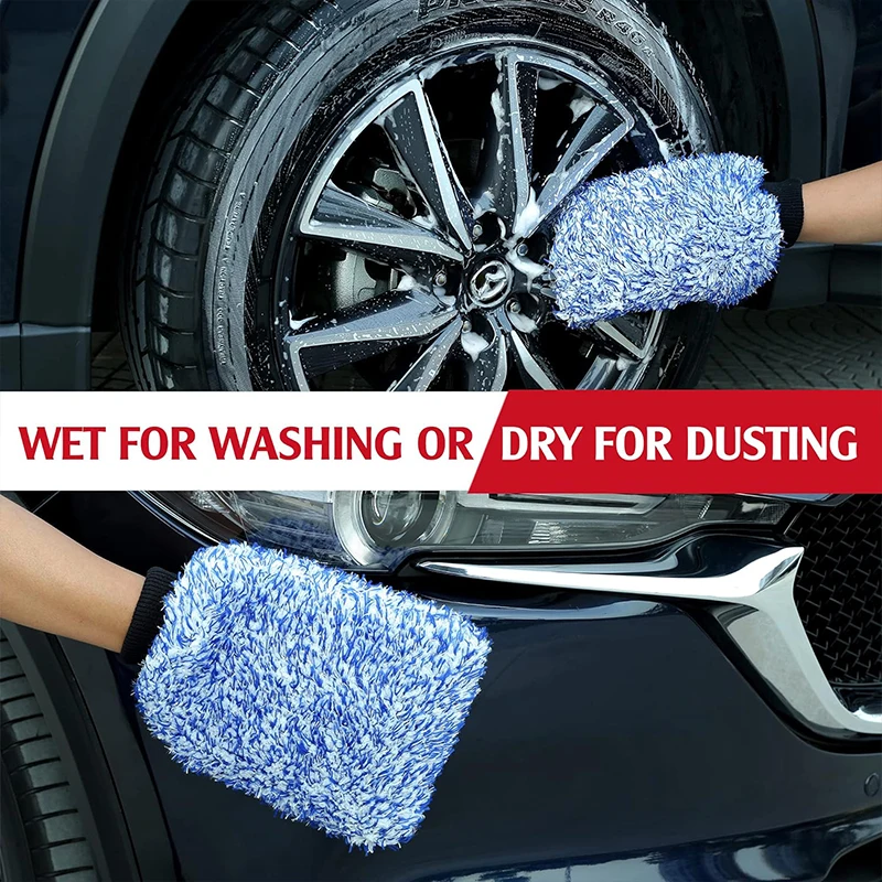 Plush Car Wash Mitt Microfiber Thick Car Cleaning Mitts Auto Wash Accessories Cleaning Tools dusting gloves