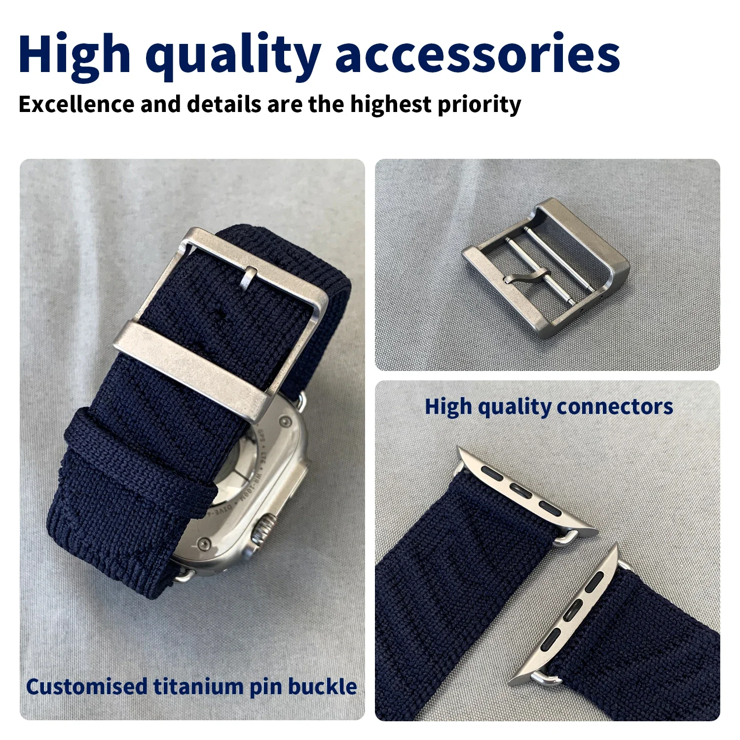 Elegant Bleu Nuit Single Tour Watch Band - Premium Design