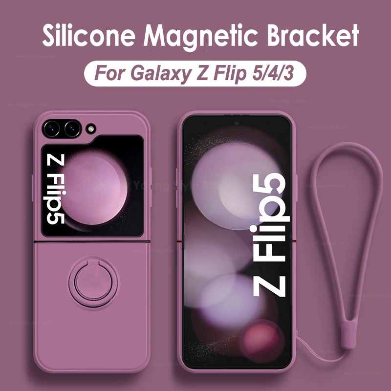 Custodia Con Staffa Per Cinturino Da Polso Con Cordino Di Lusso Per Samsung Galaxy Z Flip5 Flip 5 Ring Holder Cover Magnetica Z Flip 3 4 Flip 4 3 Flip
