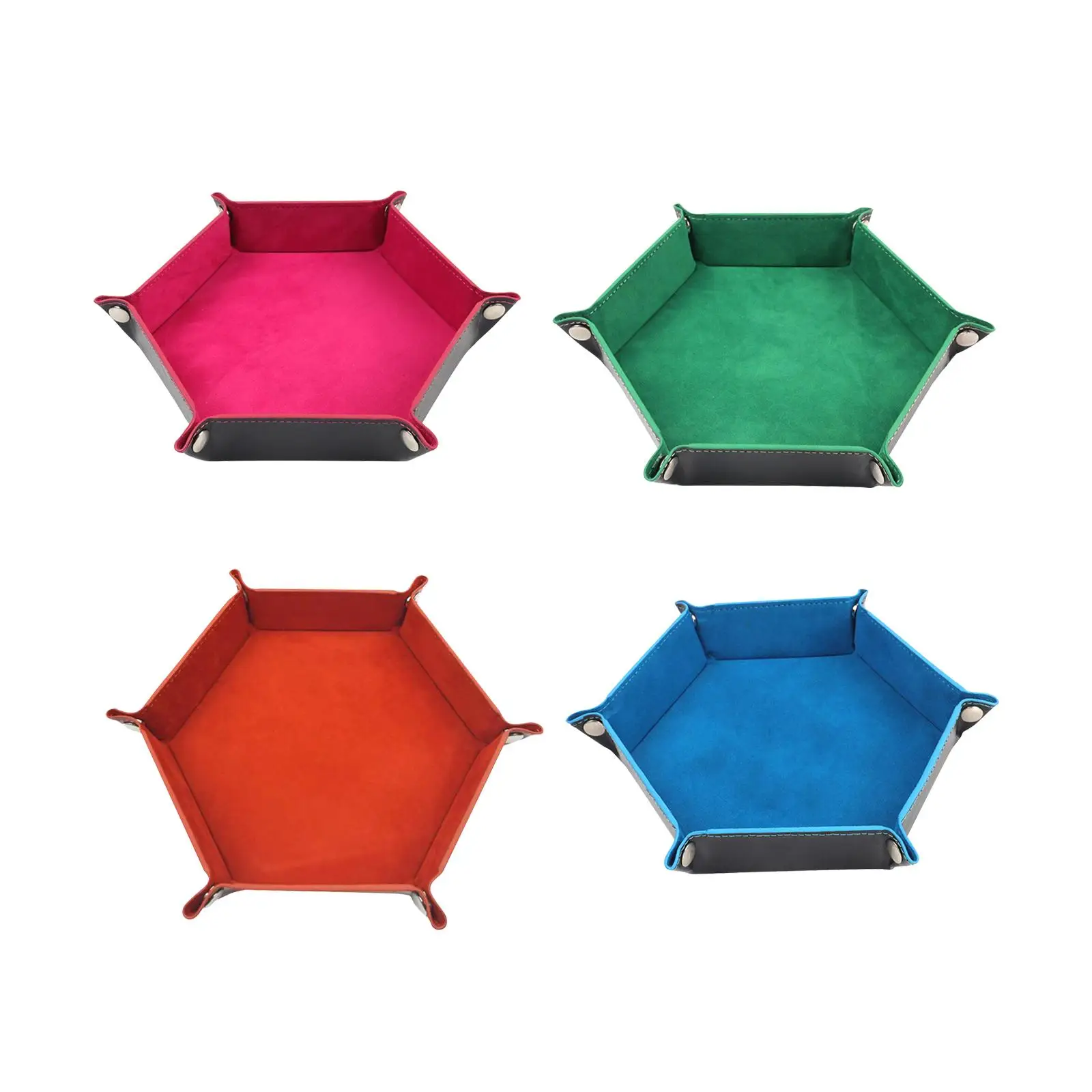 

Board Game Storage Bowl Office Supplies Foldable PU Leather Tabletop Hexagon Dice Rolling Holder for Game jewelry Party