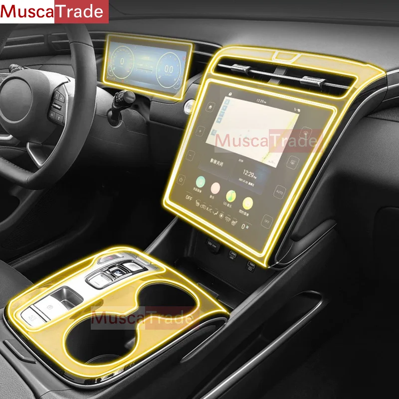 

For HYUNDAI TUCSON 2021 Car Interior Center Console Transparent TPU Protective Film Anti-scratch Repair Film Accessories Refit