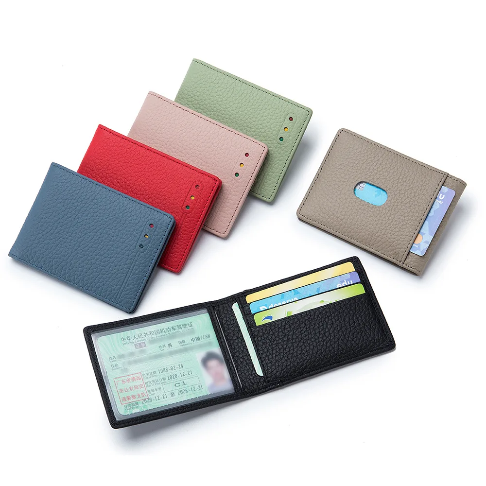 

Fashion Genuine Leather RFID Card Holder Solid Cow Leather Driver’s License Holders High Quality Bi-Fold ID Card Holders