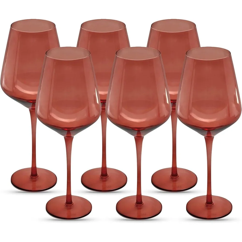 

Dark Rose Wine Glasses Barbie 16.5oz (Set of 6) Stemmed Single Color Glass - Great for All Wine Types and Occasions - Luxury Bar
