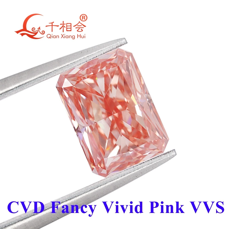 IGI Certified 1.13CT VVS2 CVD Diamond Vivid Pink Color Radiant Shape Lab Grown Stone for Jewelry