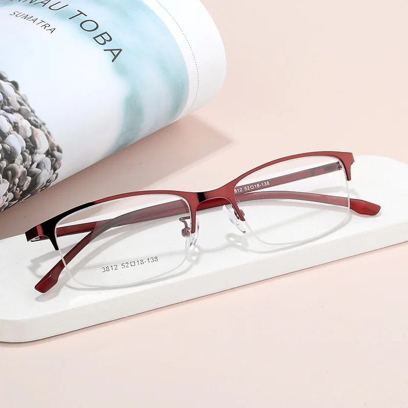 

TGCYEYO New Arrival Women Metal Alloy Glasses Frame Ultra-light Frames Half Rim Optical Eyeglass Frame Colorful Eyewear TR Legs