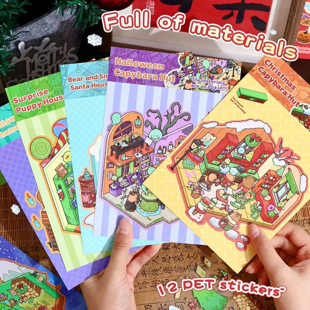 PET Miniature Landscapes Stickers Collection Christmas Series Visual Stacking 3D Landscape Sticker 10-in-1 DIY Game Stickers
