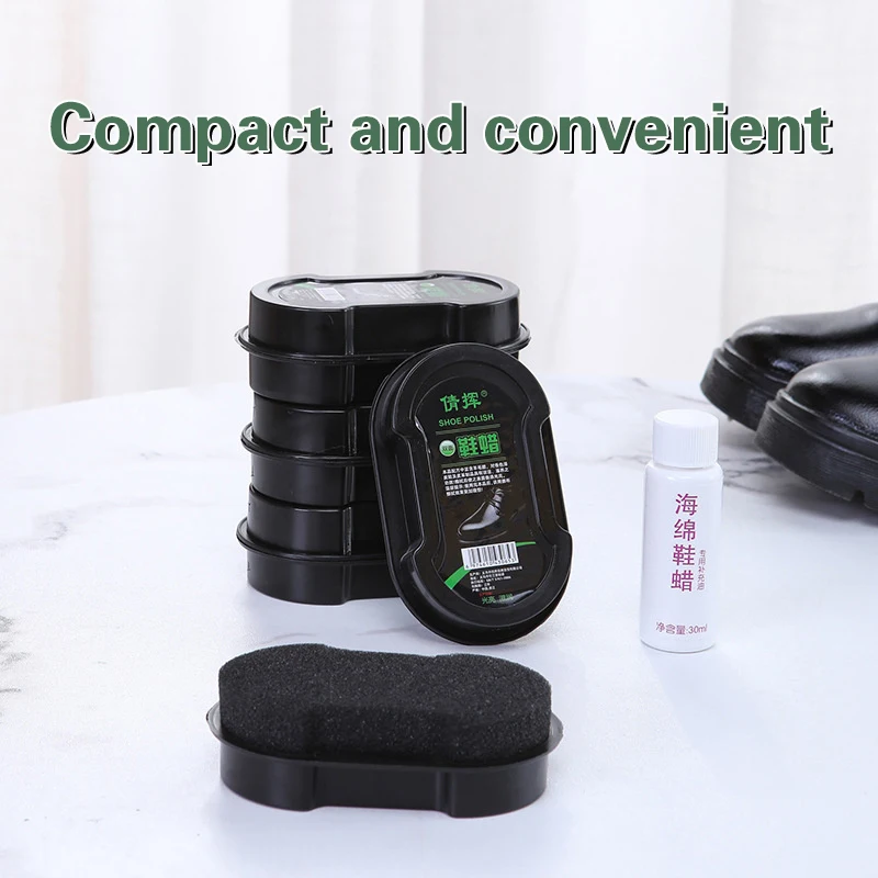 1 Multifunctional Double-Faced Shoe Polish Colorless Light Rub Leather Care Oil Sponge Wax Black Shoes Brush Household Cleaning