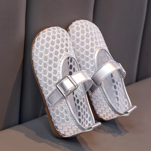 Summer Girl's Sandals Net Fabric Solid Color Breathable Flat Children Sliders Hook-loop Cover Toe Daily Leisure Kids Shoes 26-36 4