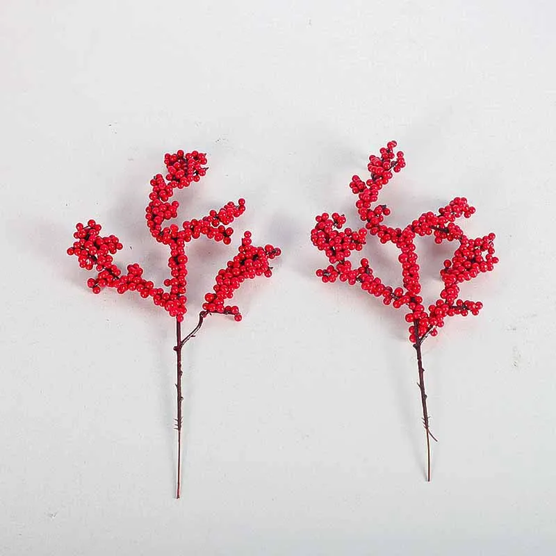 1Pcs Christmas Red Berries Decoration Artificia Flowers Stems Ornament for Xmas Tree Lucky Fortune Tree Home Decor