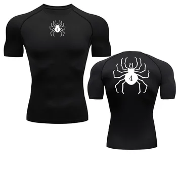PALESTRA Compressione Magliette Sport Allenamento Anime Spider Stampa T-shirt Uomo Corsa Fitness Stretto Abbigliamento sportivo estivo Rashgard Top Tees