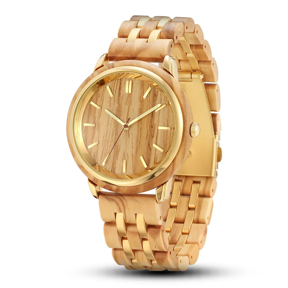

Ladies Wooden Watch Classic Rose Gold Steel Wood Watch Strap Fashion Watch Clock Women Wood Quartz Wrist Watches for Wife Gift