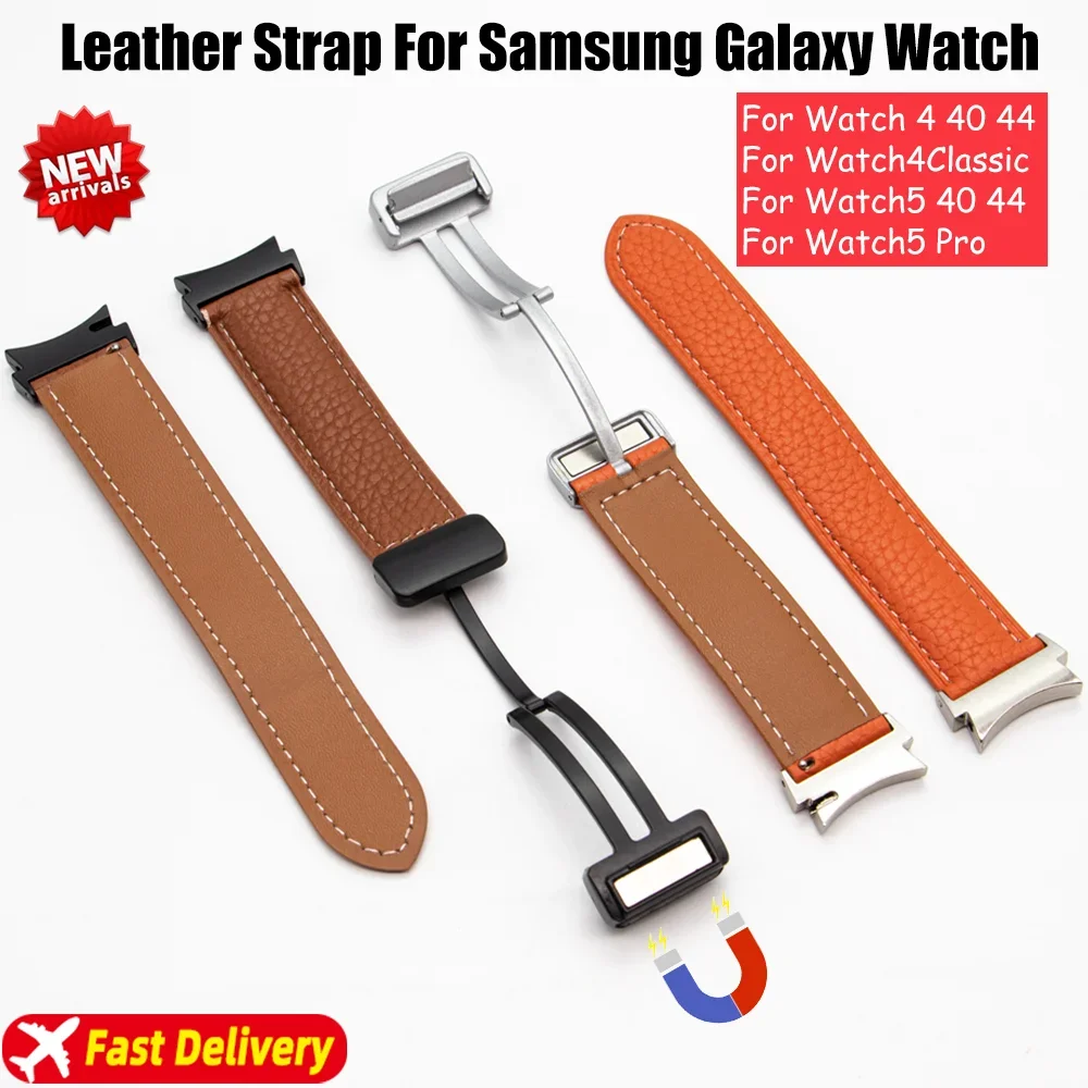 Cinturino In Pelle Da 20Mm Per Samsung Watch5 40Mm 44Mm Cinturino Con Fibbia Magnetica Per Galaxy Watch5 Pro 45Mm Watch4 Classic 46Mm