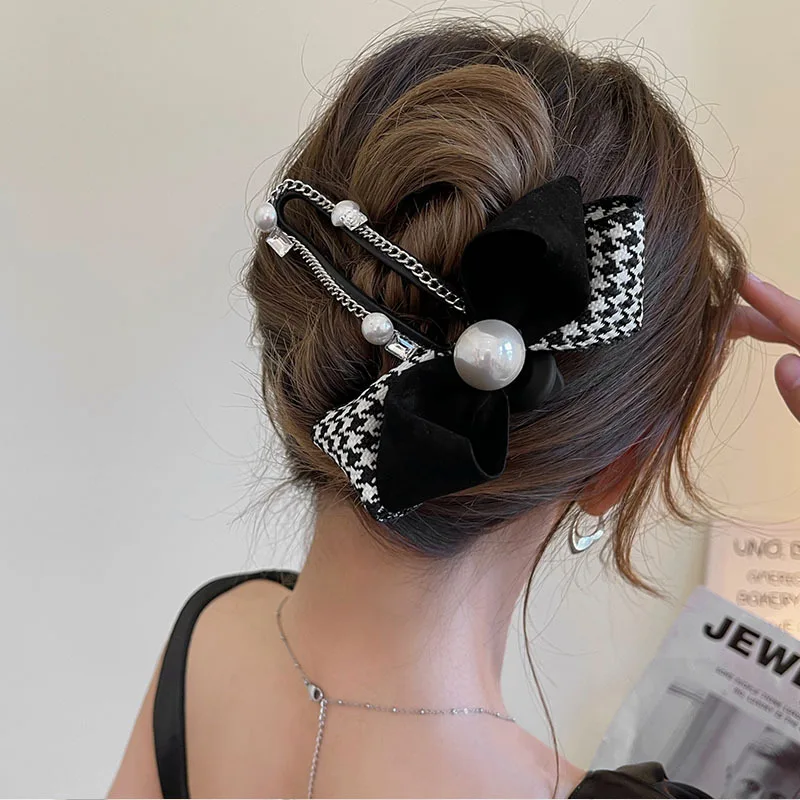 

Retro bow headdress new high-end large grasping clip female senior sense of elegance hair clip back head spoon clip Barrette