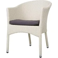 Outdoor Dining Rattan Chairs,White Wicker Chair with Soft Cushion,1 PC Rattan Weave Wicker Fallow Armchair 1