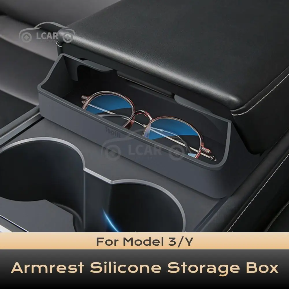 

For Tesla Model 3 Model Y Center Armrest Hidden Storage Box Center Console Storage Organizer Interior Accessories Glasses Case
