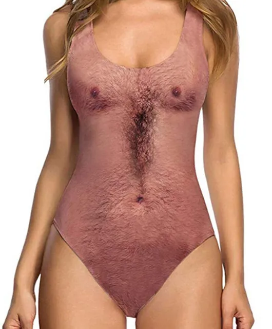 Bañador de una pieza con estampado divertido de Borat para mujer, traje de  baño Sexy con pelo en el pecho y músculos, ropa de baño de verano, ropa de  playa novedosa