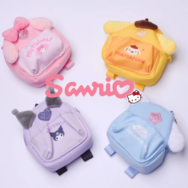 

Sanrio Кошелек для монет Kawaii Kuromi Melody Cinnamoroll Кошелек для монет мини рюкзак Декор подвеска плюшевый брелок Мягкая кукла подарок для детей
