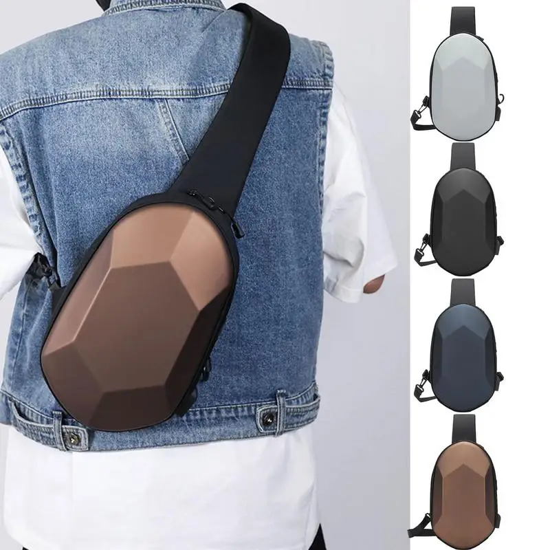 

Motorcycle Men's Chest Bag USB Charging Backpack Large Capacity Hard Shell Bag Water-repellent Cross-body Bag auto accessories