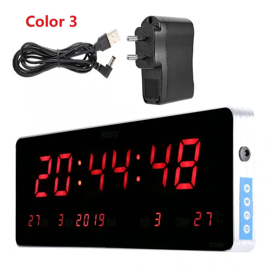 AluminumAlloyWallClockDigitalLEDCalendarWallClockTemperature