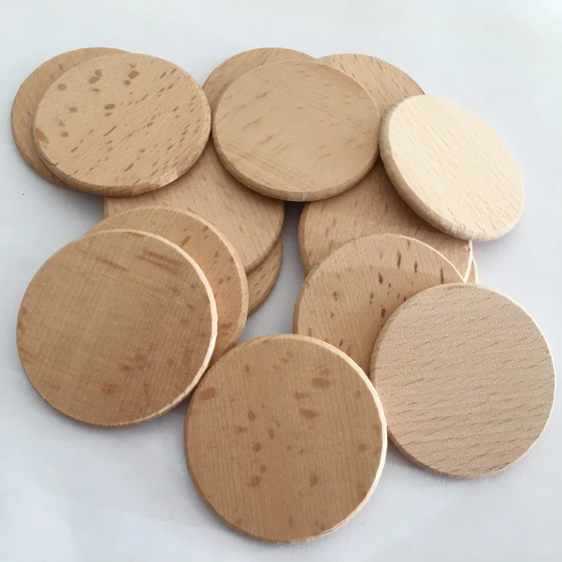 10pcs Round Disc Unfinished Wood Circle Wood Pieces Wooden Cutouts  Ornaments for Craft Supplies Decoration