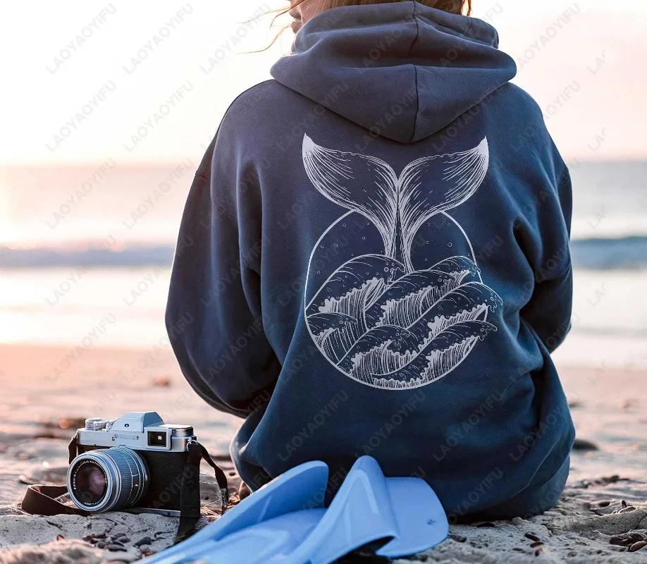 Whale Fish Sea Life Hoodie Pullover for Ocean Lovers Men Women Gift Diving Coconut Beachy Girl Autumn Fashion Sweatshirt Gifts