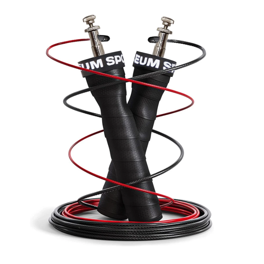 1pcs Black Anti-slip Sweat Absorption With Hand Glue Jump Rope Racing Bearing Removable Load Lock Design PVC Wire Jump Rope