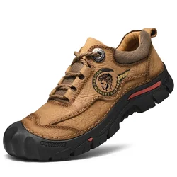 Men's Genuine Leather Outdoor Hiking and Climbing Shoes - 45 (Light Brown)