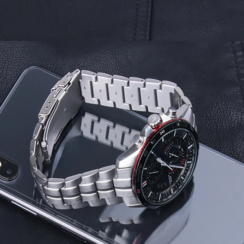 

Durable Stainless Steel Wrist Watch Bands For Casio EQS-A500 EQSA500 EQW-A1300 Fashion High Quality Anti-sweat WatchBands Strap
